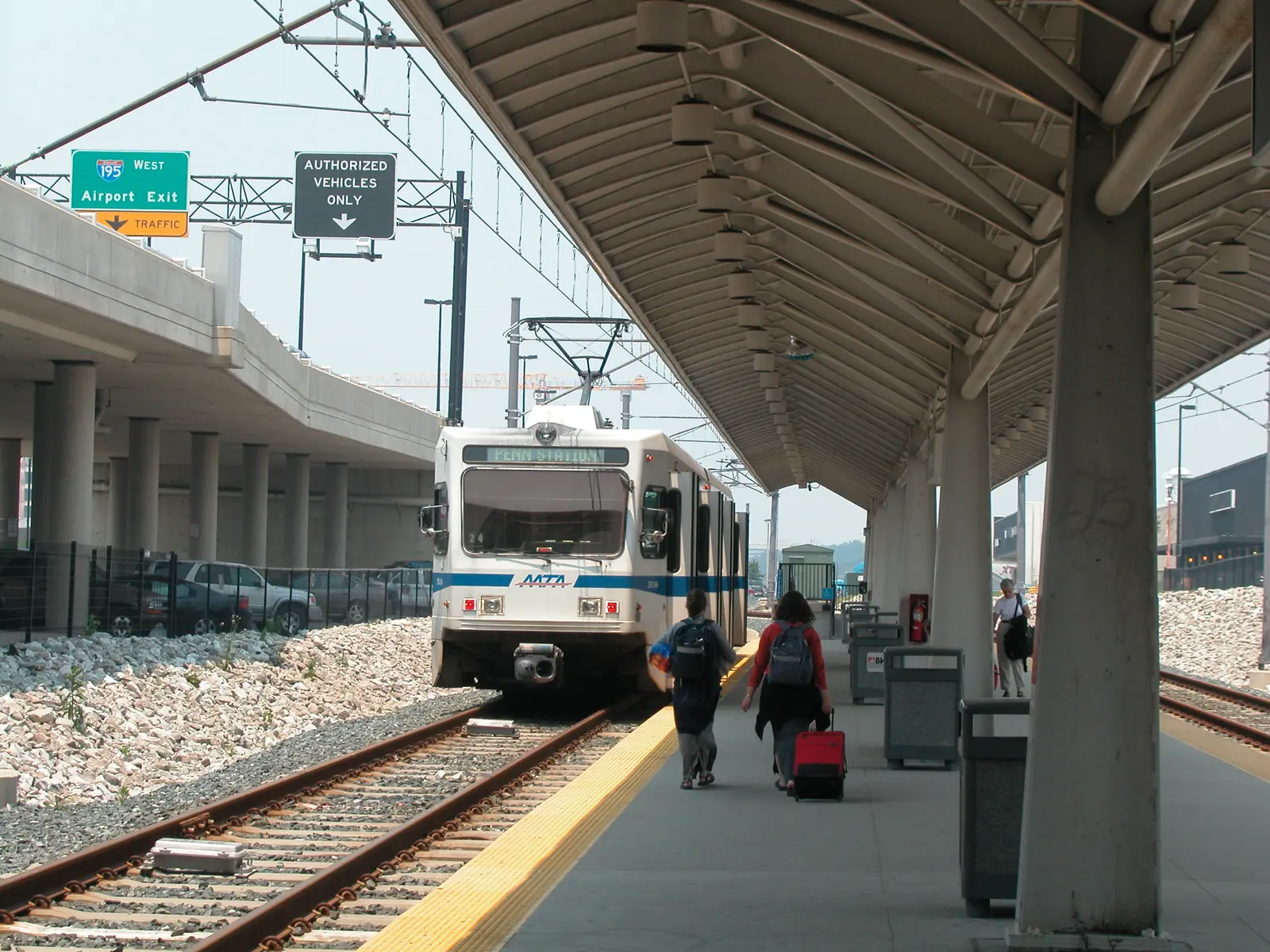 A Light RailLink train at the BWI Marshall airport station platform.