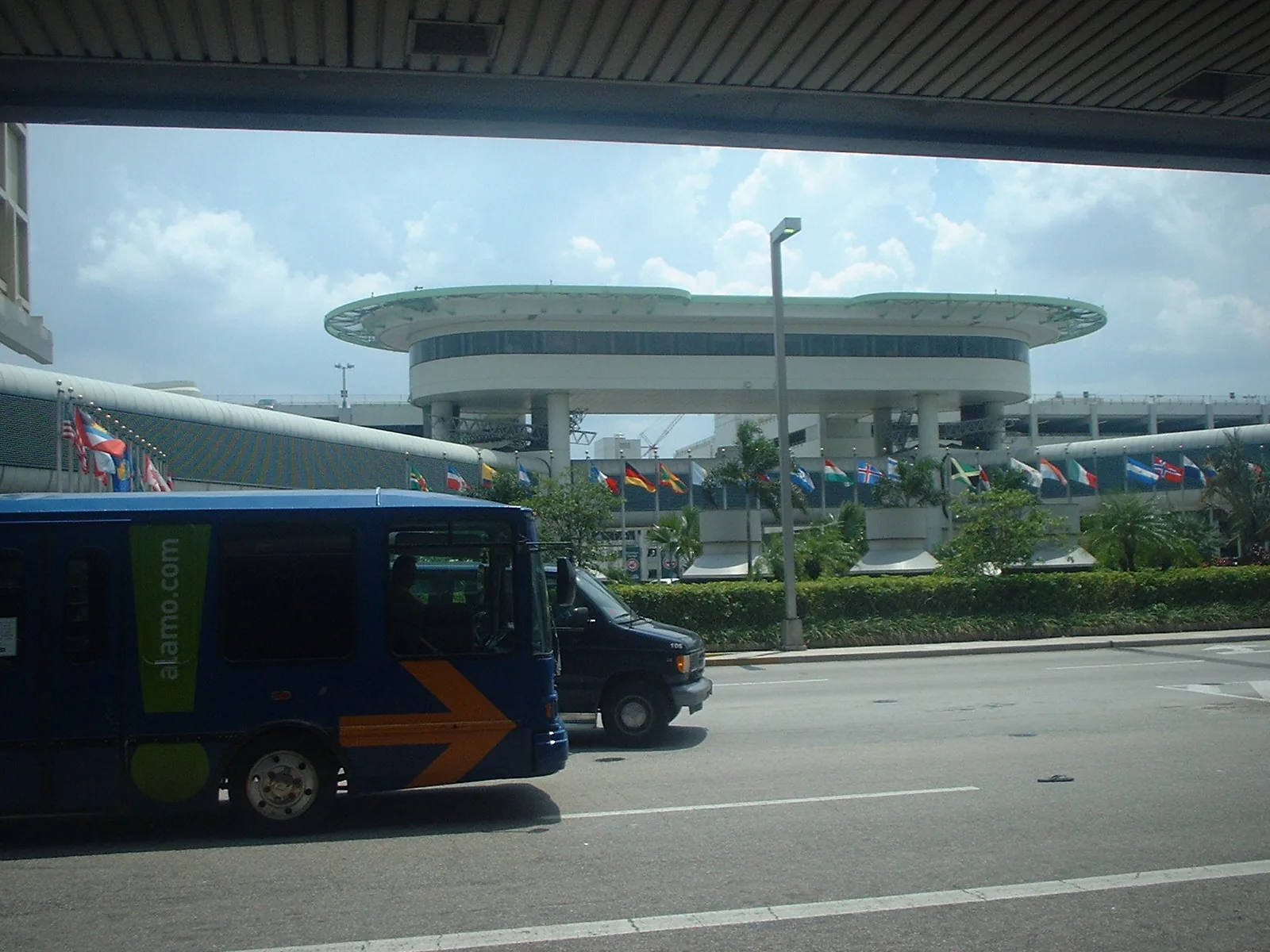 The terminal frontage at Miami International, seen from the roadway.