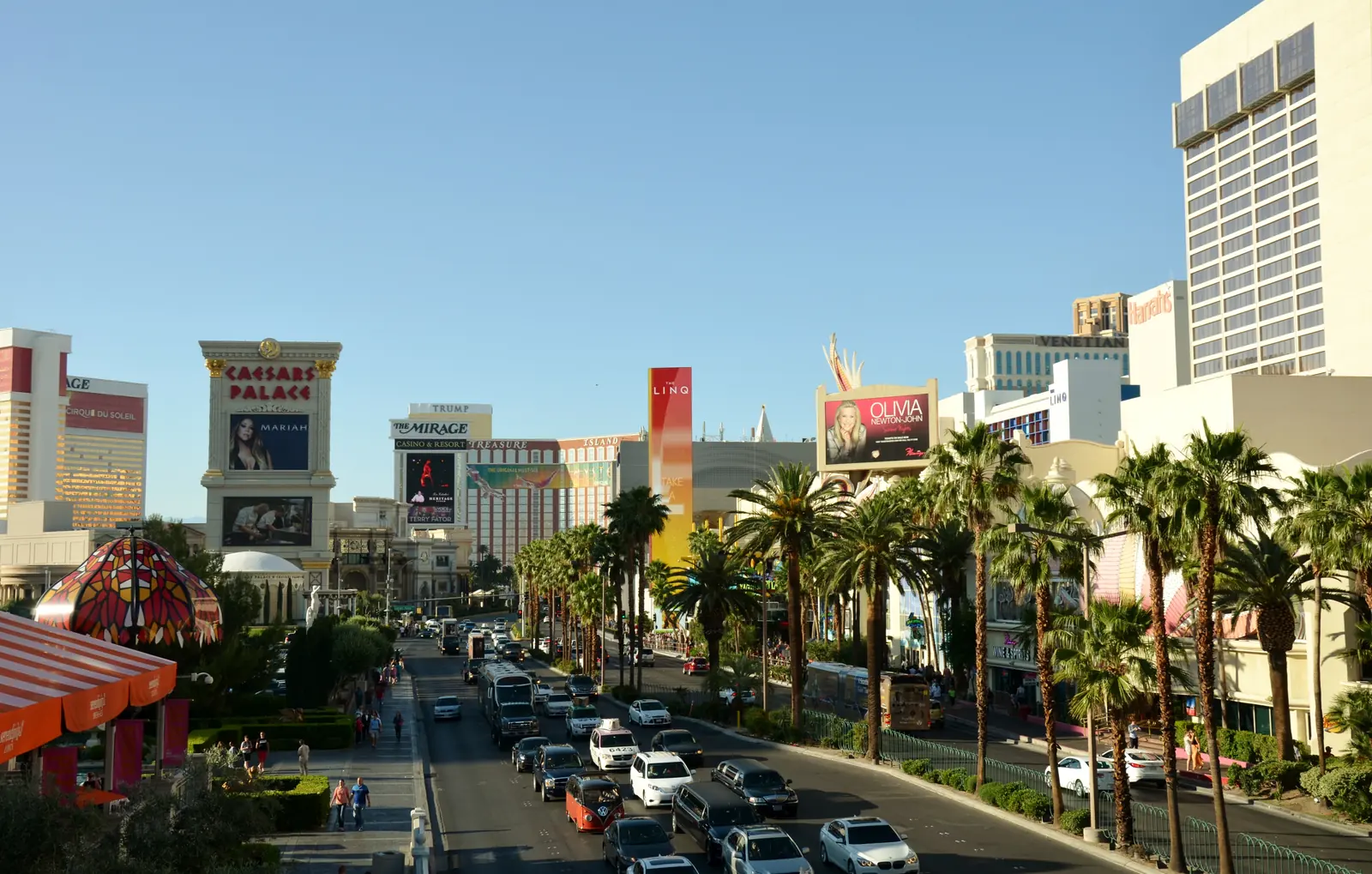 The Las Vegas Strip in daylight, outside Caesars Palace.