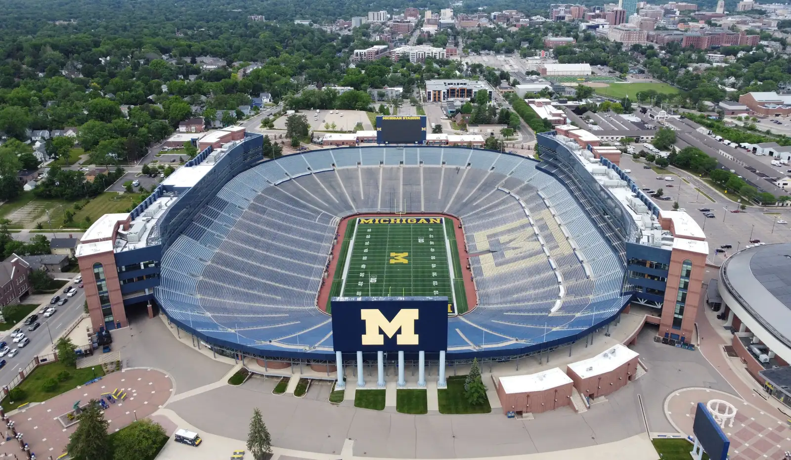 Michigan Stadium seen from the air, in Ann Arbor.