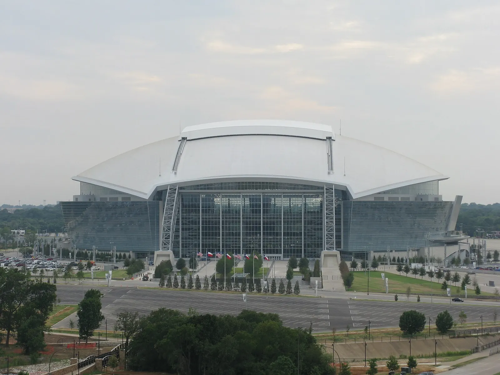 AT&T Stadium seen from outside, in Arlington, Texas.