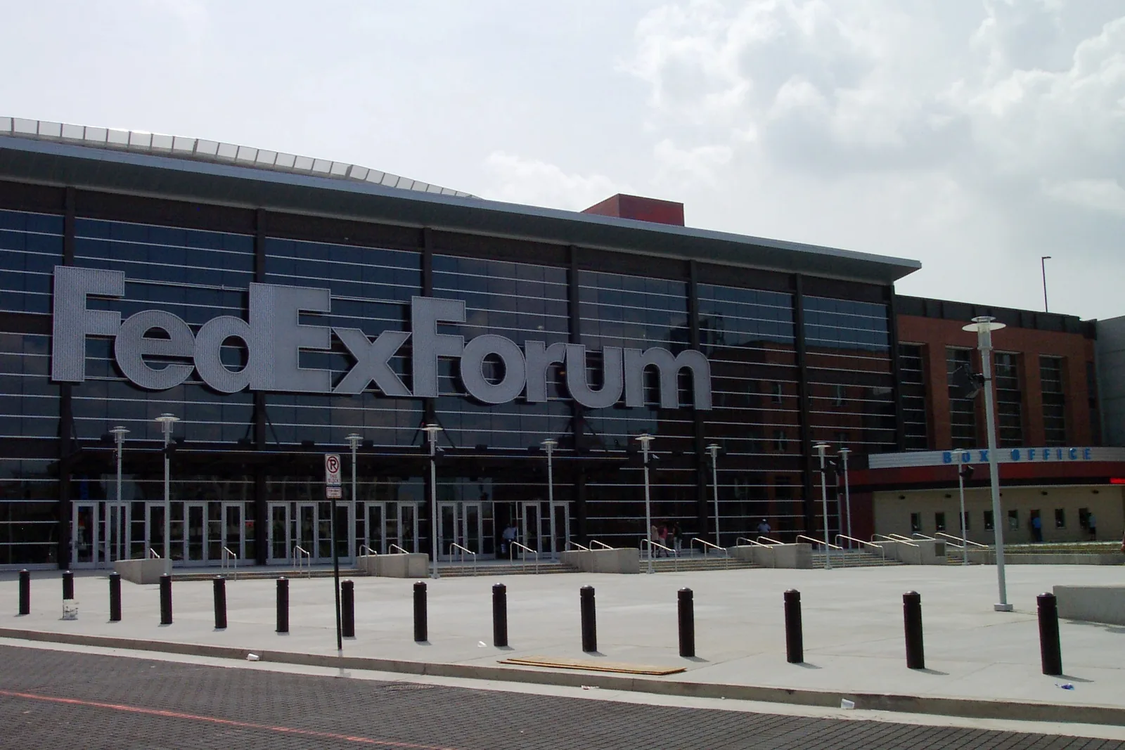 The FedExForum entrance in downtown Memphis