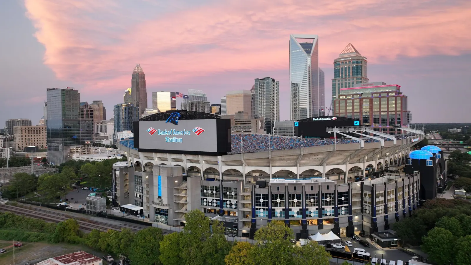 Bank of America Stadium seen from outside, in Charlotte, North Carolina.
