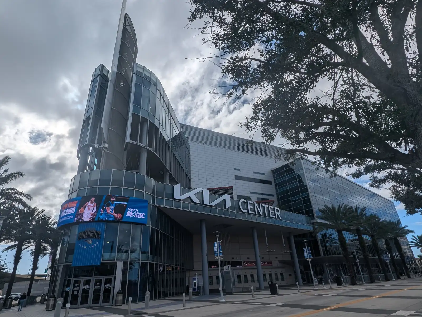 Kia Center from the street in downtown Orlando.