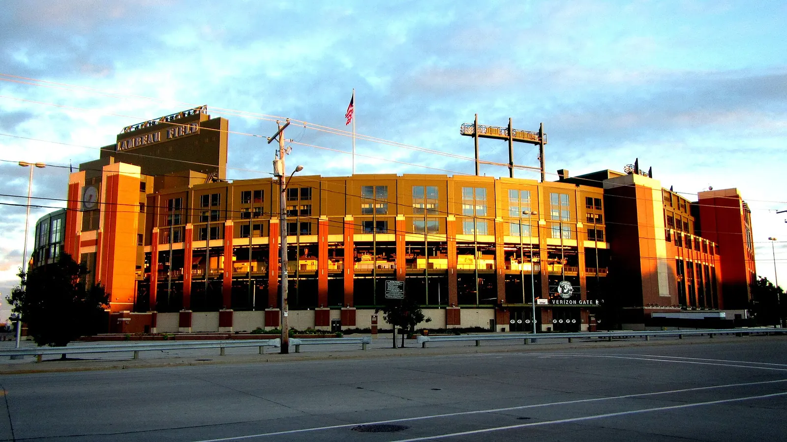 Lambeau Field seen from outside, in Green Bay, Wisconsin.