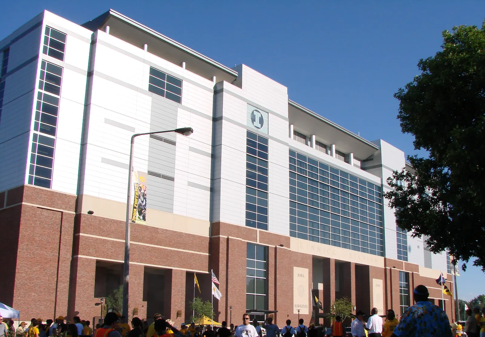 The west side of Kinnick Stadium in Iowa City, the frontage on Melrose Avenue.