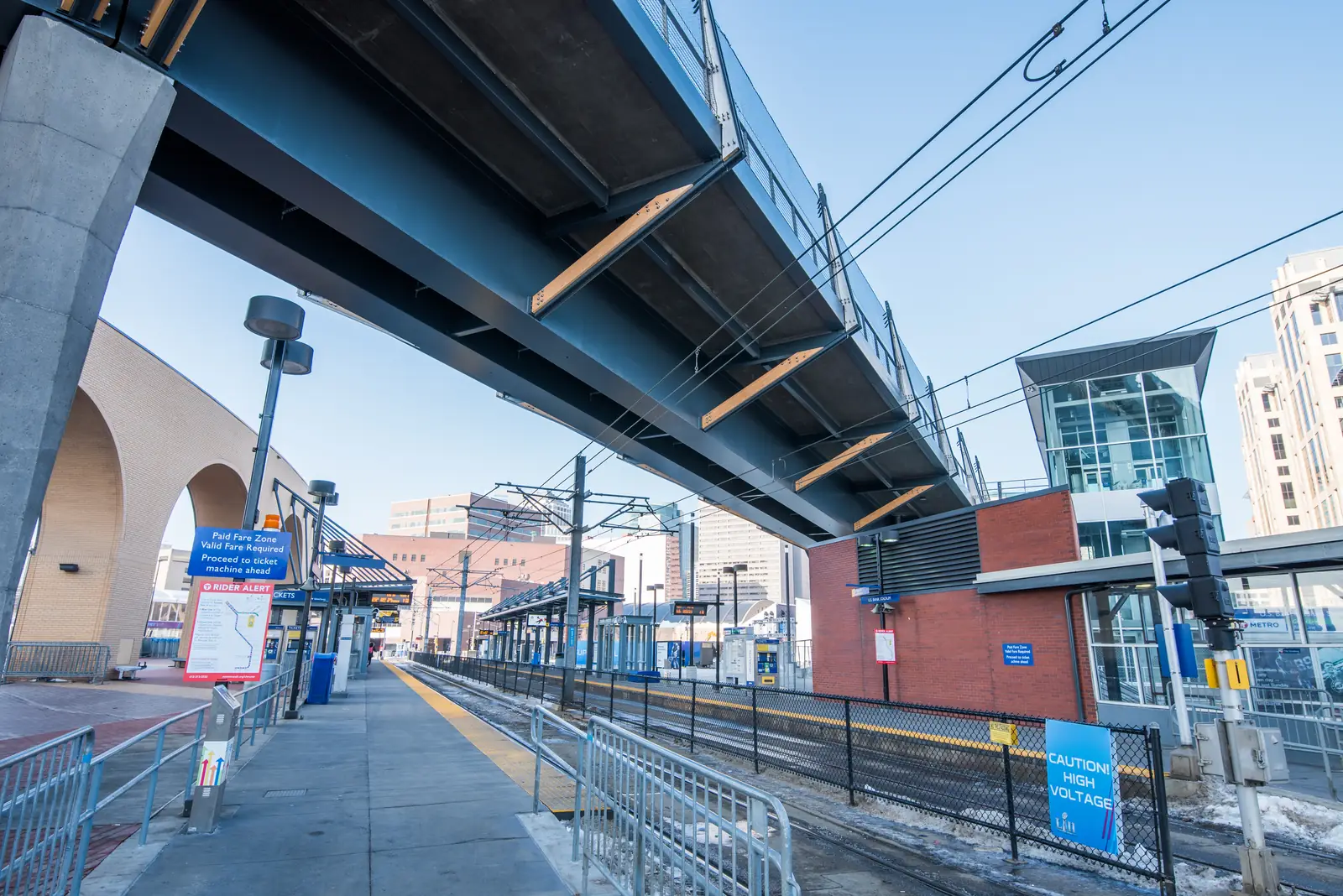 The METRO light rail platform at U.S. Bank Stadium station in Minneapolis.