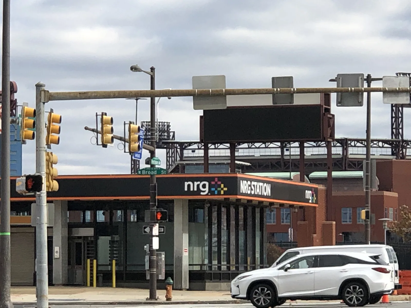 The street entrance to NRG station on Broad Street in south Philadelphia.