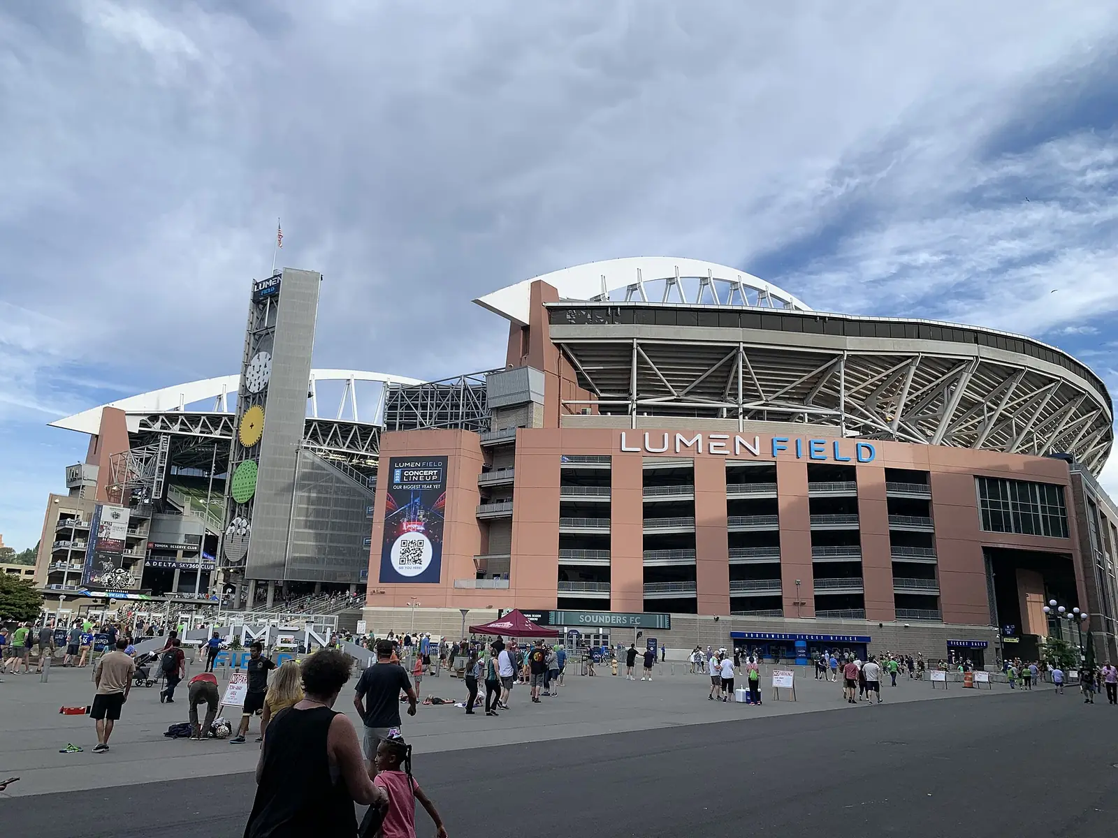 Lumen Field seen from outside, in Seattle, Washington.