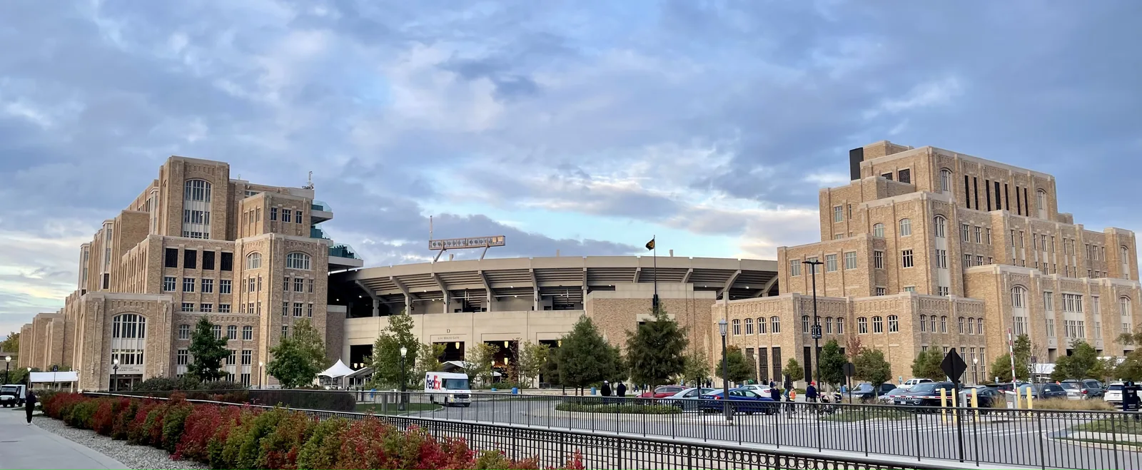 Notre Dame Stadium seen from the campus corner.
