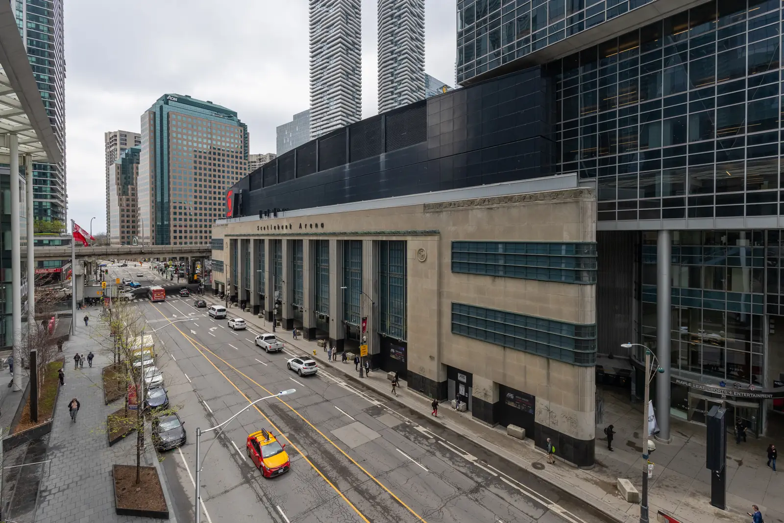 Scotiabank Arena seen from Bay Street, in Toronto.